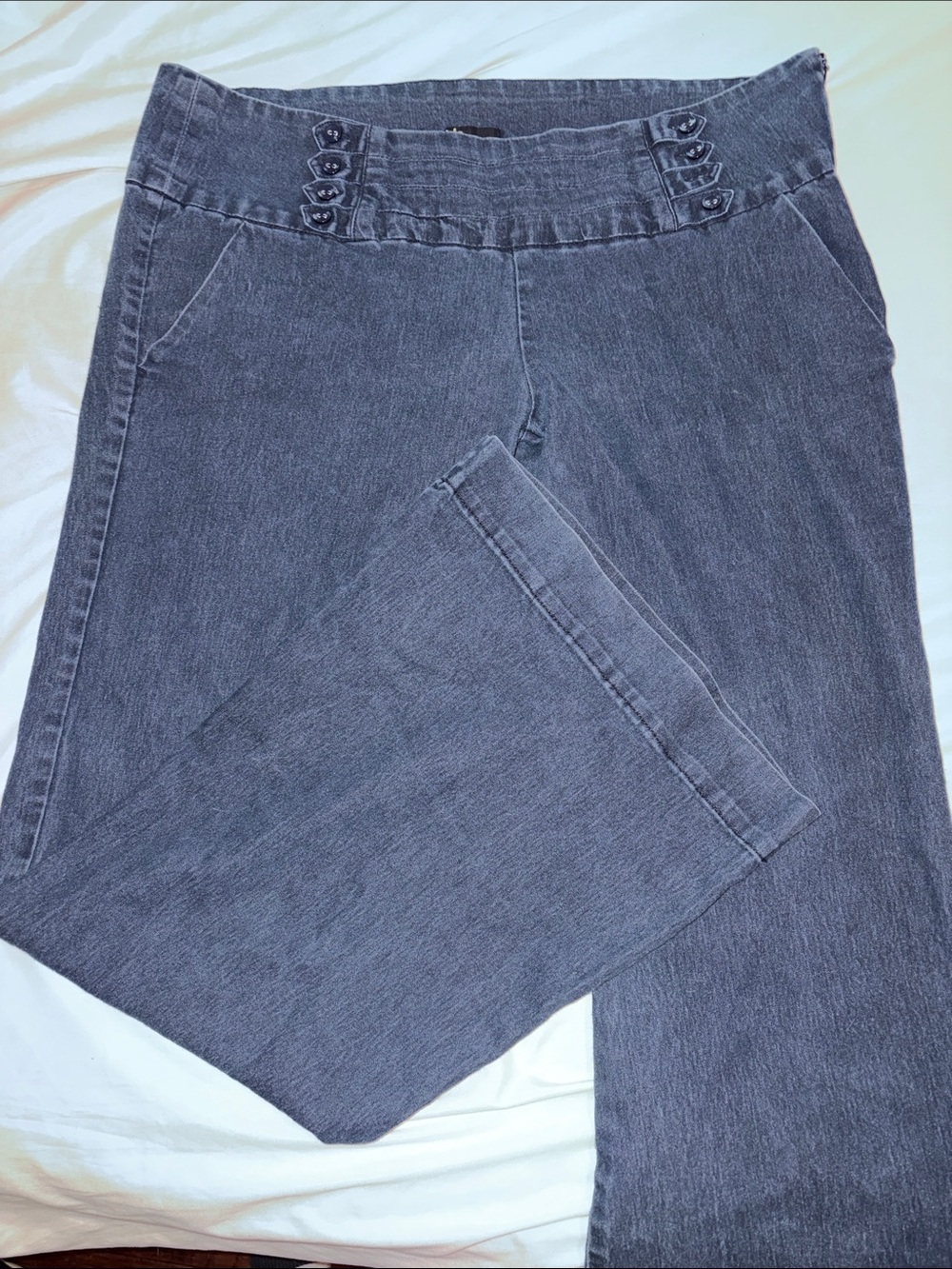 Juniors size 13 Wide Leg Jeans with Buttoned Waist Detail
